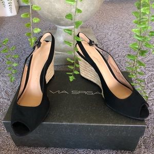 Via Spiga black sling wedge